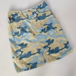 Mossimo Supply Co. Yellow & Blue Camo Midi Skirt